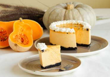 pumpkin souffle cake with oreo crumbs