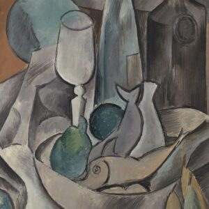 Pablo PICASSO
Pesci e bottiglie, 1909
Olio su tela, 73,5 x 60 cm
LaM, Musée d’art moderne, d’art contemporain et d’art brut de Lille Métropole, Villeneuve d’Ascq
© Succession Picasso © Muriel Anssens