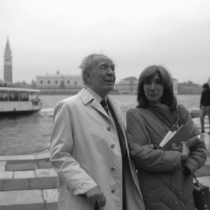 Jorge Luis Borges e Maria Kodama a San Giorgio, 1984, ph. di Graziano Arici, courtesy Fondazione Giorgio Cini